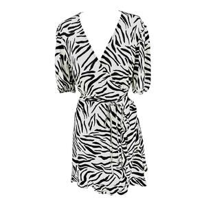 ZARA Women's Zebra Stripe Black/White Wrap Viscose Blend Dress